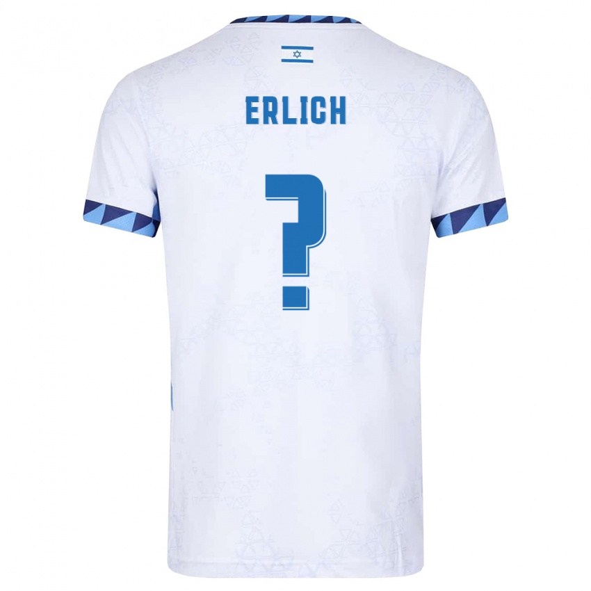 גברים ישראל Maor Erlich #0 לבן כחול בהיר ג'רזי ביתית 26-28 חולצה קצרה