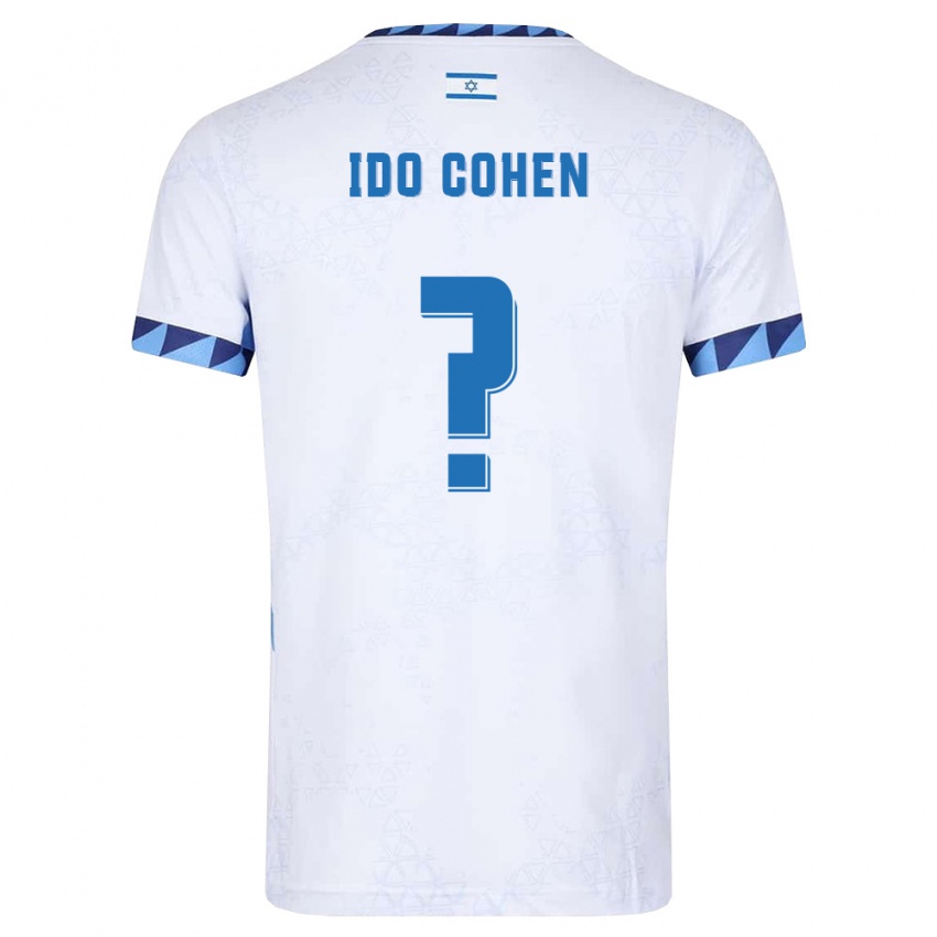 גברים ישראל Ido Cohen #0 לבן כחול בהיר ג'רזי ביתית 26-28 חולצה קצרה