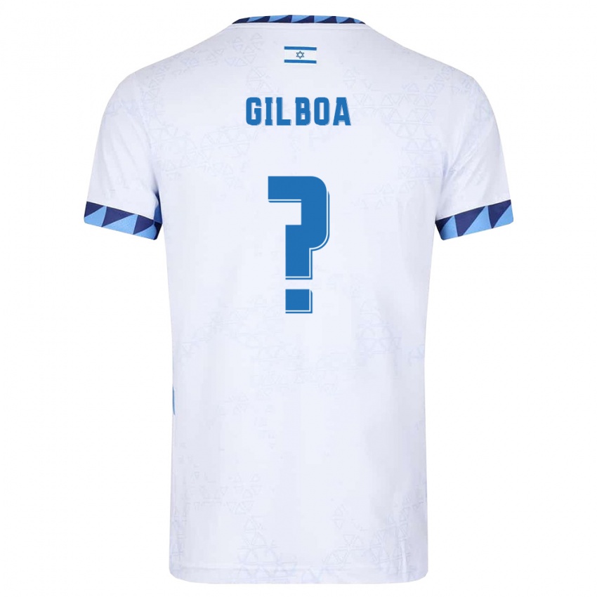 גברים ישראל Yonatan Gilboa #0 לבן כחול בהיר ג'רזי ביתית 26-28 חולצה קצרה