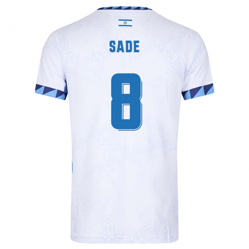 גברים ישראל Daniel Sade #8 לבן כחול בהיר ג'רזי ביתית 26-28 חולצה קצרה