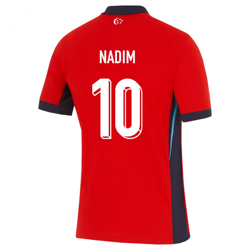 גברים סינגפור Khairin Nadim #10 אדום לבן שחור ג'רזי ביתית 26-28 חולצה קצרה