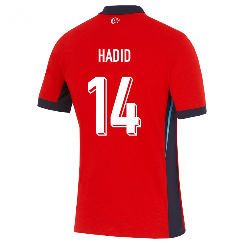 גברים סינגפור Raoul Hadid #14 אדום לבן שחור ג'רזי ביתית 26-28 חולצה קצרה