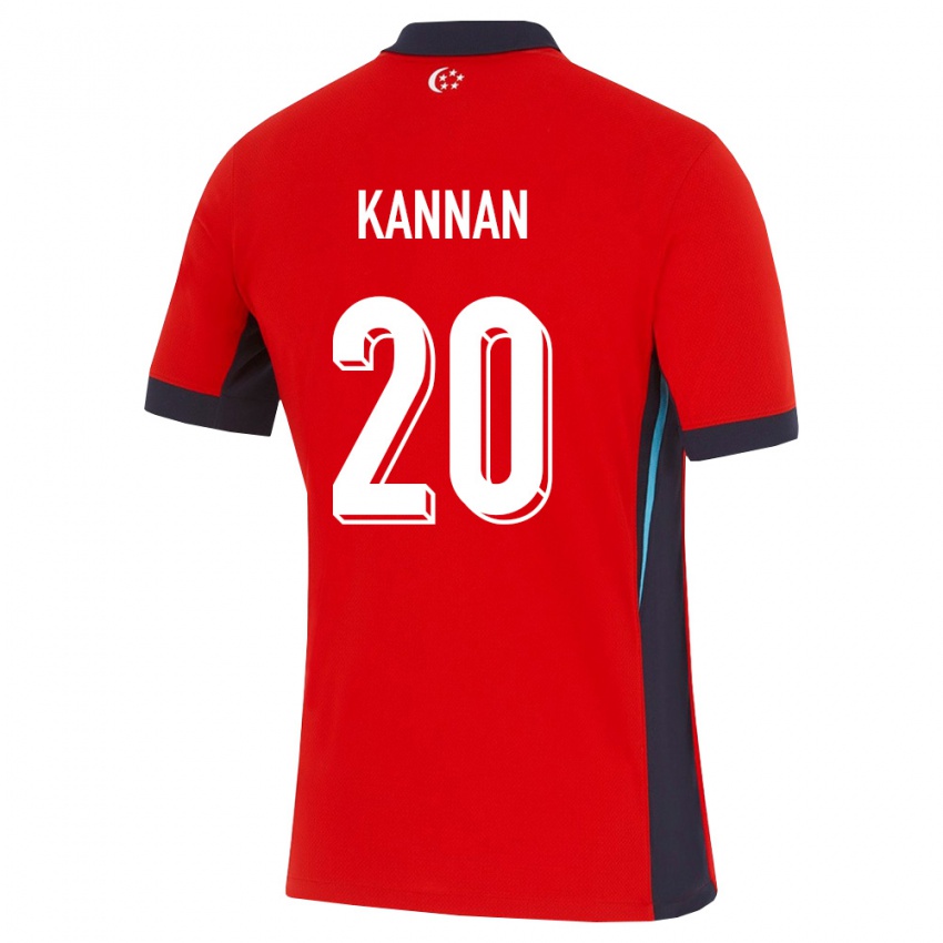 גברים סינגפור Taressh Kannan #20 אדום לבן שחור ג'רזי ביתית 26-28 חולצה קצרה