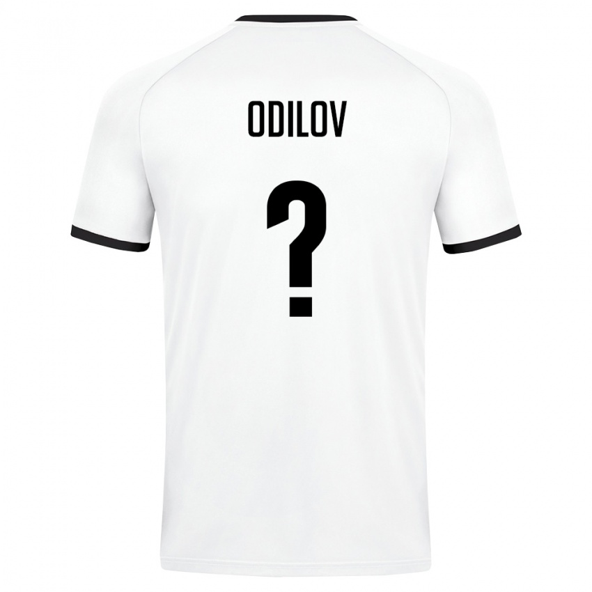 גברים אוזבקיסטן Shekhroj Odilov #0 לבן ירוק כהה הרחק ג'רזי 26-28 חולצה קצרה