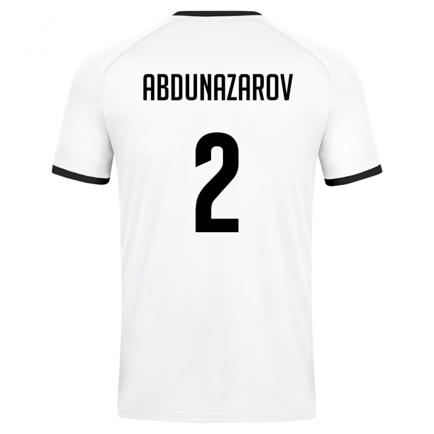 גברים אוזבקיסטן Diyorbek Abdunazarov #2 לבן ירוק כהה הרחק ג'רזי 26-28 חולצה קצרה
