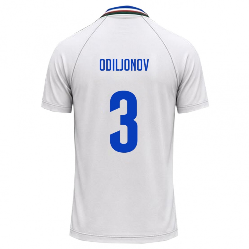 גברים אוזבקיסטן Ozodbek Odiljonov #3 לבן ירוק כהה הרחק ג'רזי 26-28 חולצה קצרה