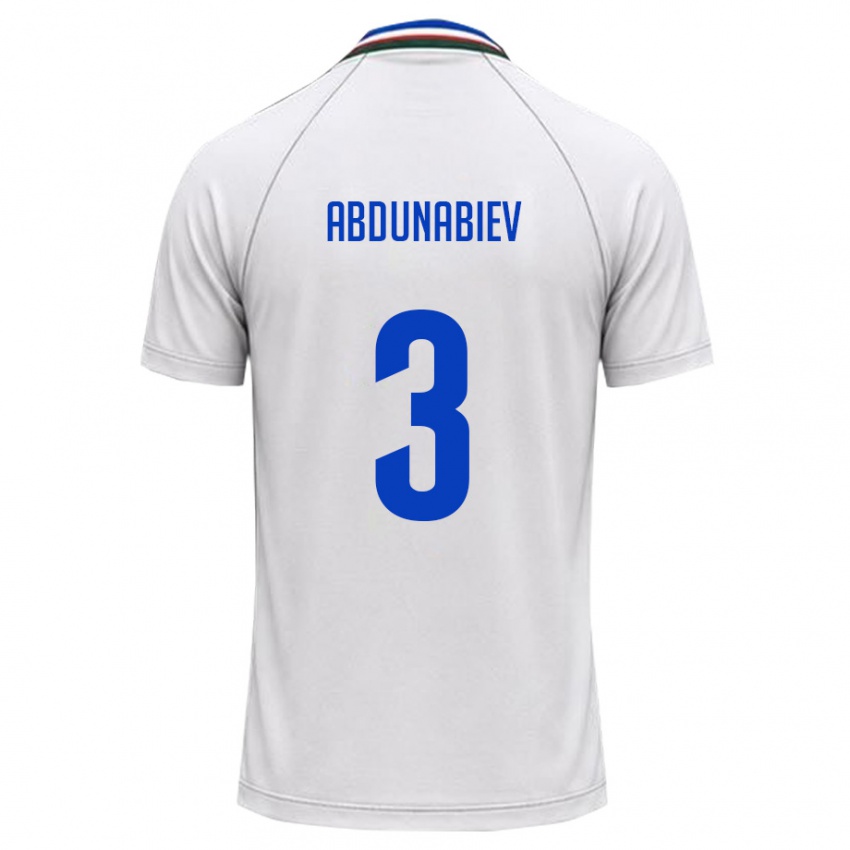 גברים אוזבקיסטן Adis Abdunabiev #3 לבן ירוק כהה הרחק ג'רזי 26-28 חולצה קצרה