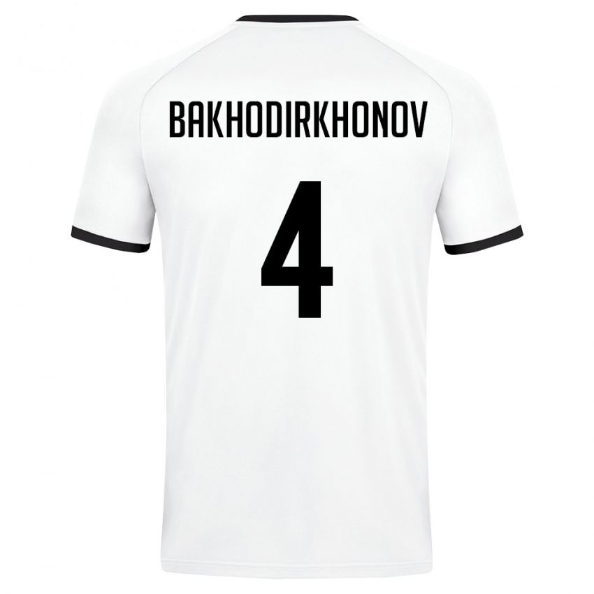 גברים אוזבקיסטן Muminkhon Bakhodirkhonov #4 לבן ירוק כהה הרחק ג'רזי 26-28 חולצה קצרה