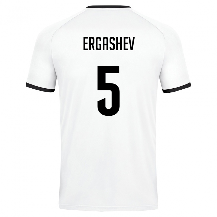 גברים אוזבקיסטן Ozodbek Ergashev #5 לבן ירוק כהה הרחק ג'רזי 26-28 חולצה קצרה