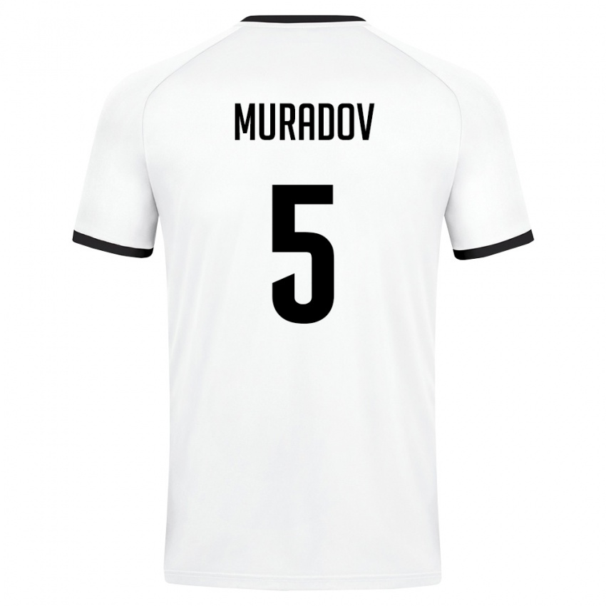 גברים אוזבקיסטן Amirkhon Muradov #5 לבן ירוק כהה הרחק ג'רזי 26-28 חולצה קצרה