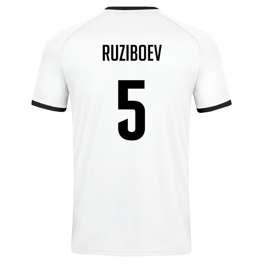 גברים אוזבקיסטן Mukhammadaziz Ruziboev #5 לבן ירוק כהה הרחק ג'רזי 26-28 חולצה קצרה
