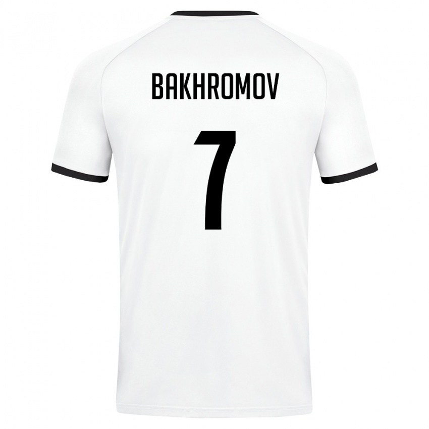 גברים אוזבקיסטן Sardorbek Bakhromov #7 לבן ירוק כהה הרחק ג'רזי 26-28 חולצה קצרה