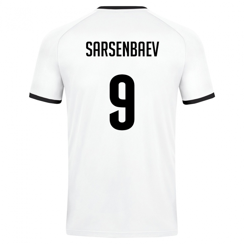 גברים אוזבקיסטן Nurbek Sarsenbaev #9 לבן ירוק כהה הרחק ג'רזי 26-28 חולצה קצרה
