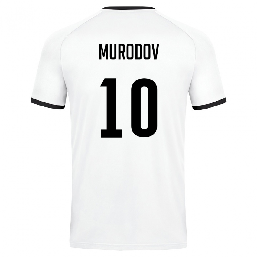 גברים אוזבקיסטן Mirkomil Murodov #10 לבן ירוק כהה הרחק ג'רזי 26-28 חולצה קצרה