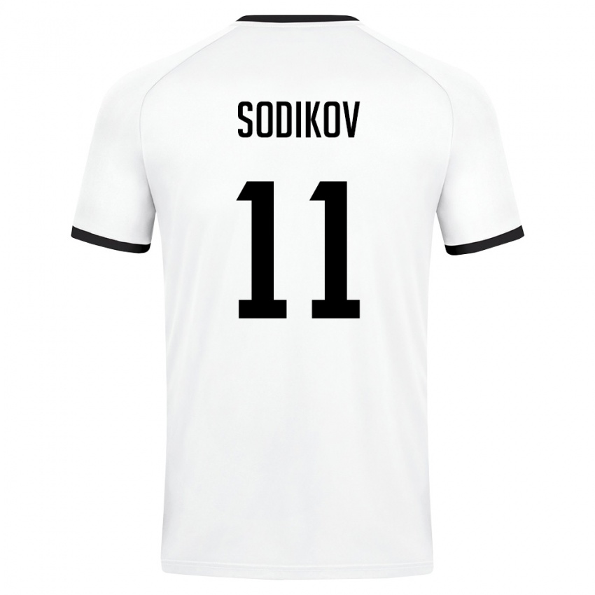גברים אוזבקיסטן Sayfiddin Sodikov #11 לבן ירוק כהה הרחק ג'רזי 26-28 חולצה קצרה