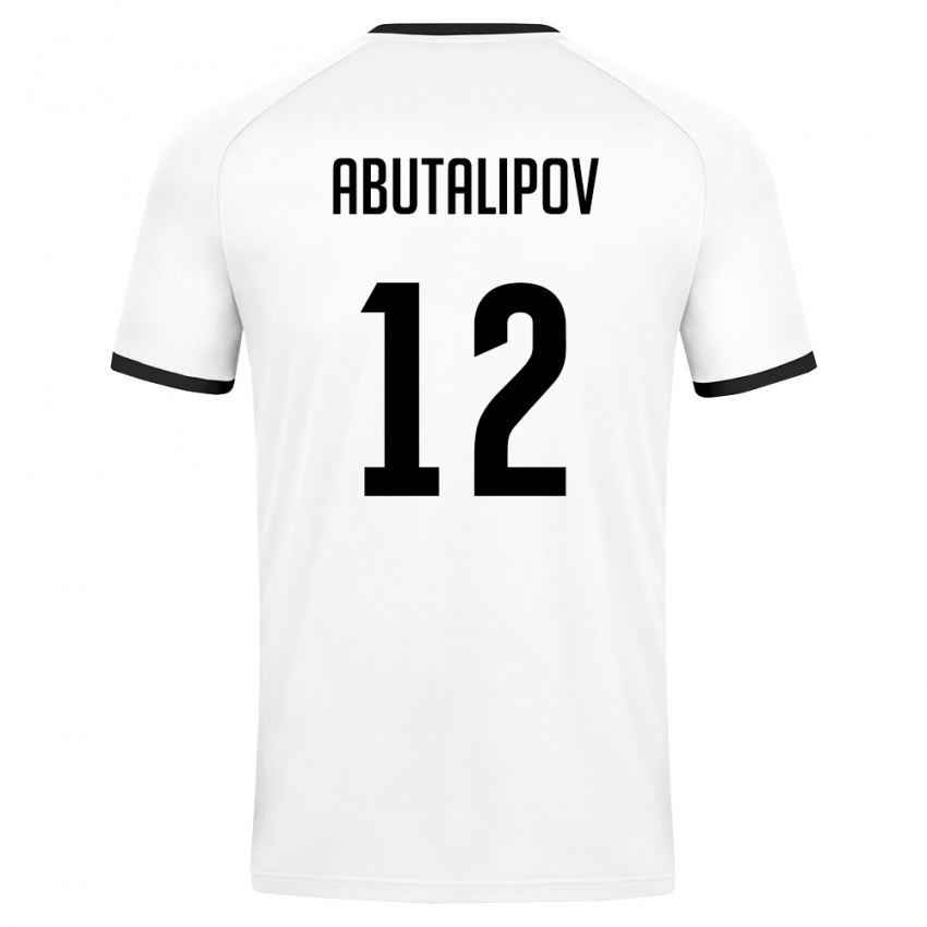גברים אוזבקיסטן Alishan Abutalipov #12 לבן ירוק כהה הרחק ג'רזי 26-28 חולצה קצרה