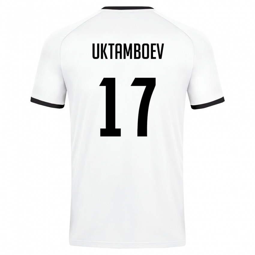 גברים אוזבקיסטן Jakhongirmirzo Uktamboev #17 לבן ירוק כהה הרחק ג'רזי 26-28 חולצה קצרה