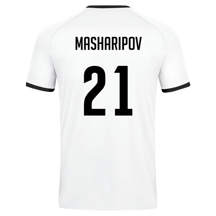 גברים אוזבקיסטן Akbar Masharipov #21 לבן ירוק כהה הרחק ג'רזי 26-28 חולצה קצרה