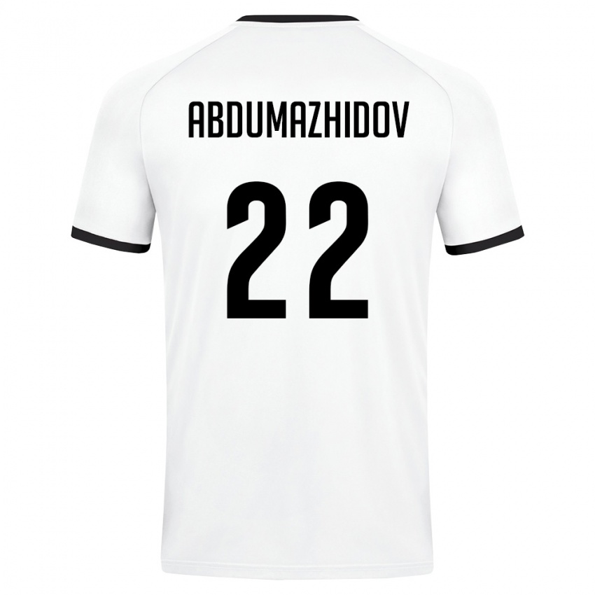 גברים אוזבקיסטן Mukhammadrasul Abdumazhidov #22 לבן ירוק כהה הרחק ג'רזי 26-28 חולצה קצרה