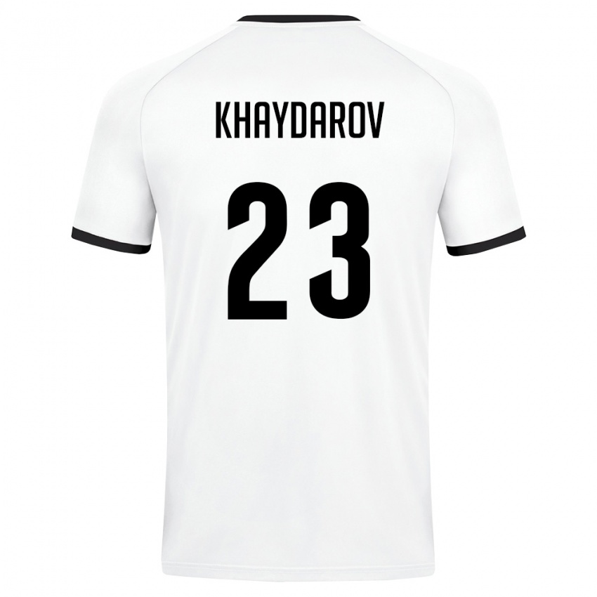 גברים אוזבקיסטן Abdugafur Khaydarov #23 לבן ירוק כהה הרחק ג'רזי 26-28 חולצה קצרה