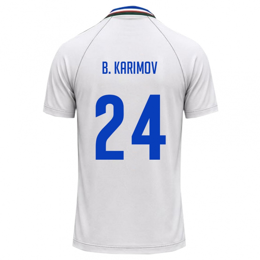 גברים אוזבקיסטן Bekhruz Karimov #24 לבן ירוק כהה הרחק ג'רזי 26-28 חולצה קצרה