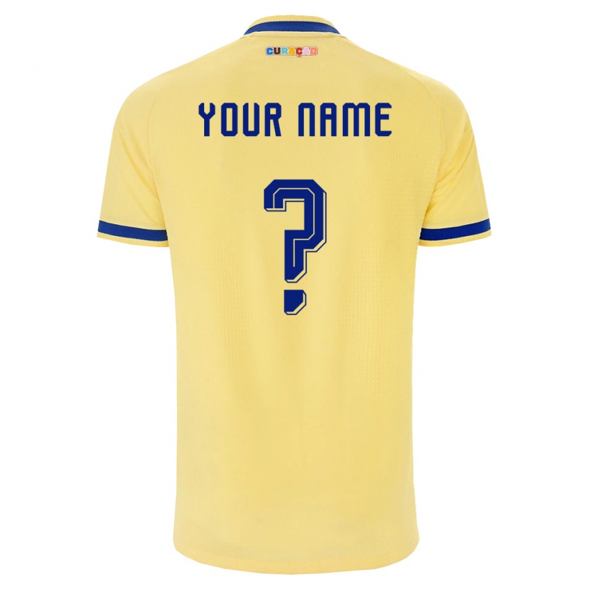 גברים קוראסאו השם שלך #0 צהוב כהה ורוד הרחק ג'רזי 26-28 חולצה קצרה