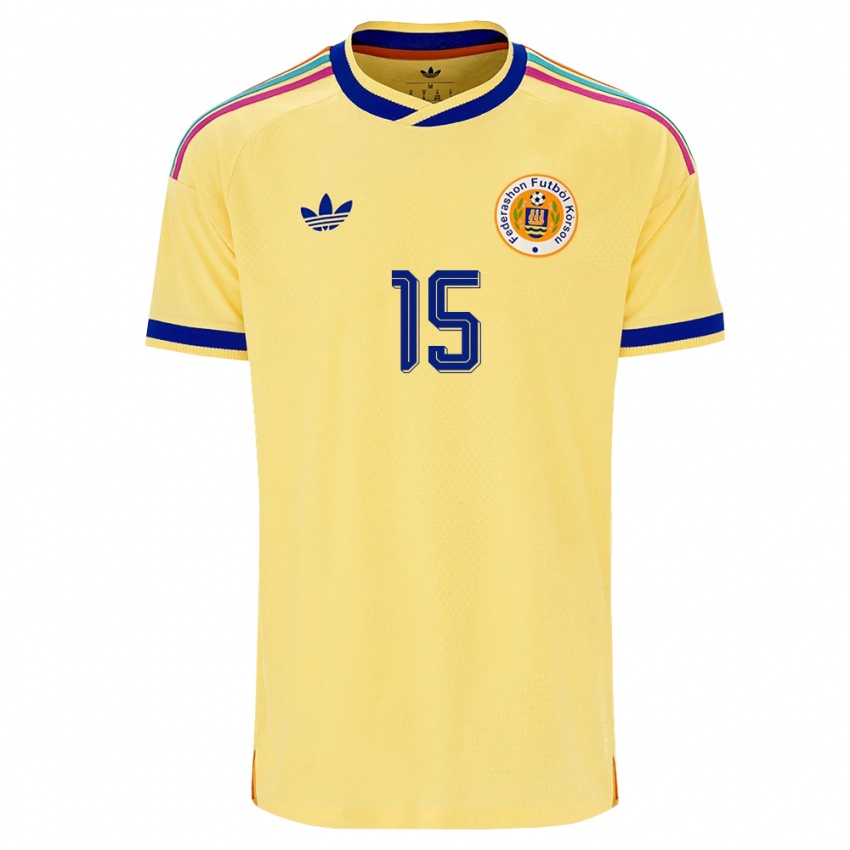 גברים קוראסאו Noah Calister #15 צהוב כהה ורוד הרחק ג'רזי 26-28 חולצה קצרה