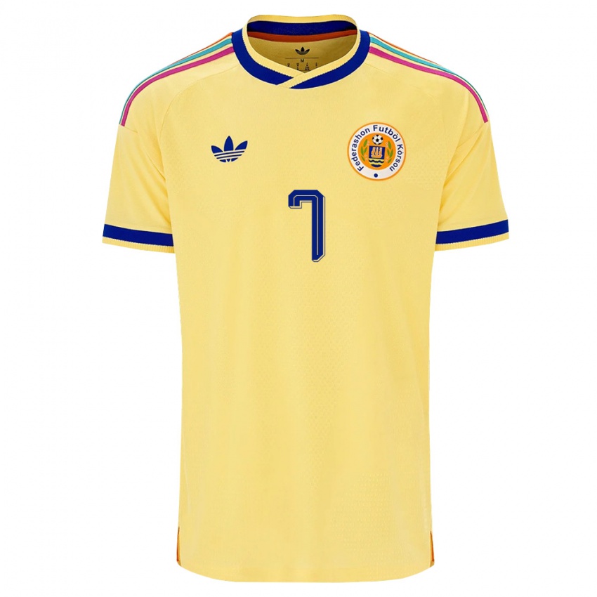 גברים קוראסאו ז׳וניניו בקונה #7 צהוב כהה ורוד הרחק ג'רזי 26-28 חולצה קצרה