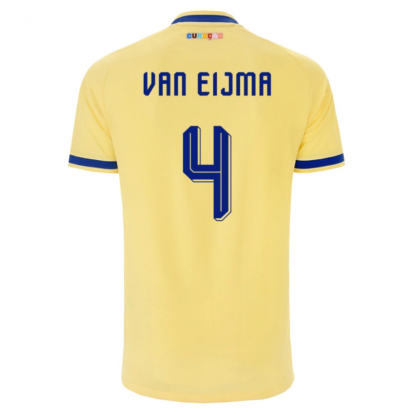 גברים קוראסאו רושון ואן איימה #4 צהוב כהה ורוד הרחק ג'רזי 26-28 חולצה קצרה