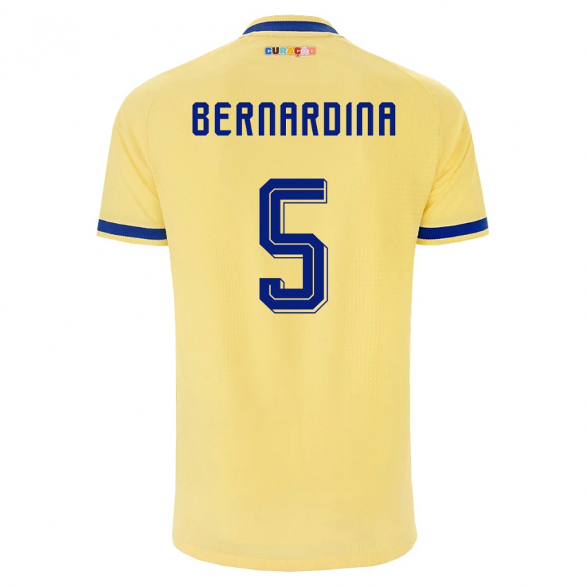 גברים קוראסאו ג׳יליאן ברנרדינה #5 צהוב כהה ורוד הרחק ג'רזי 26-28 חולצה קצרה