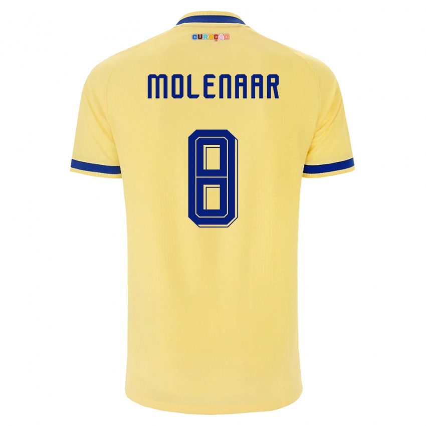 גברים קוראסאו Nino Molenaar #8 צהוב כהה ורוד הרחק ג'רזי 26-28 חולצה קצרה