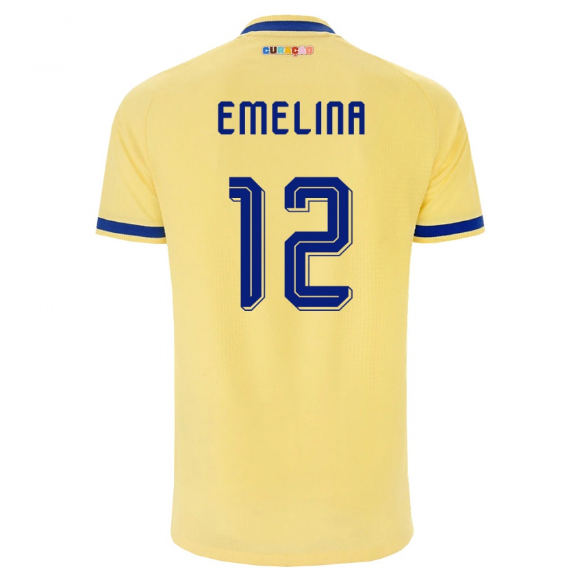 גברים קוראסאו Irdjoailly Emelina #12 צהוב כהה ורוד הרחק ג'רזי 26-28 חולצה קצרה