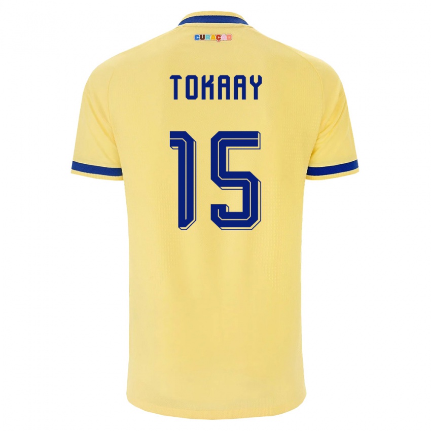 גברים קוראסאו Neurlendy Tokaay #15 צהוב כהה ורוד הרחק ג'רזי 26-28 חולצה קצרה