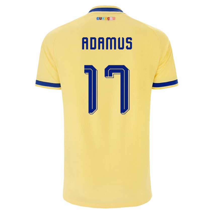 גברים קוראסאו Richaino Adamus #17 צהוב כהה ורוד הרחק ג'רזי 26-28 חולצה קצרה