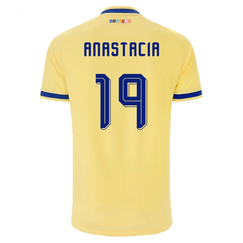 גברים קוראסאו D'shawn Anastacia #19 צהוב כהה ורוד הרחק ג'רזי 26-28 חולצה קצרה