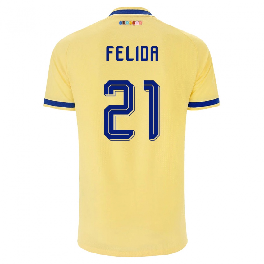 גברים קוראסאו קווין פלידה #21 צהוב כהה ורוד הרחק ג'רזי 26-28 חולצה קצרה