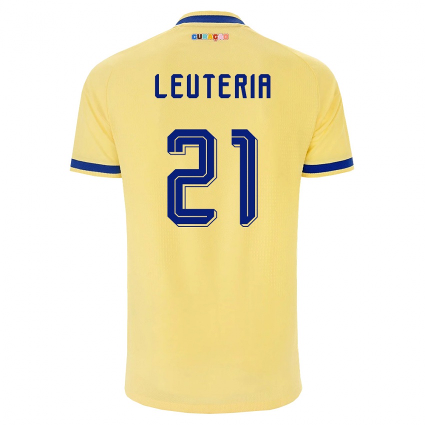 גברים קוראסאו Mishean Leuteria #21 צהוב כהה ורוד הרחק ג'רזי 26-28 חולצה קצרה