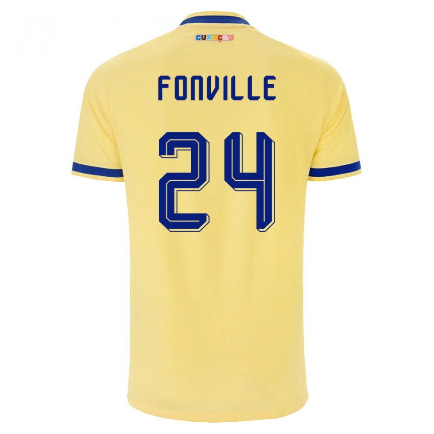 גברים קוראסאו דברון פונוויל #24 צהוב כהה ורוד הרחק ג'רזי 26-28 חולצה קצרה