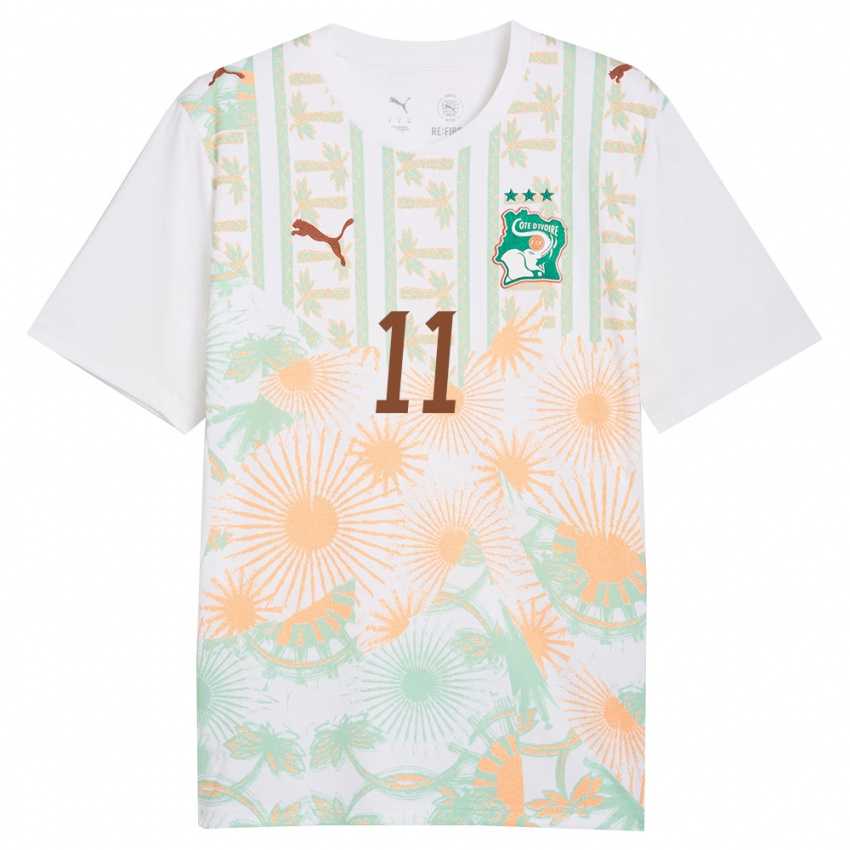 גברים חוף השנהב Hyllarion Goore #11 לבן כתום ירוק הרחק ג'רזי 26-28 חולצה קצרה