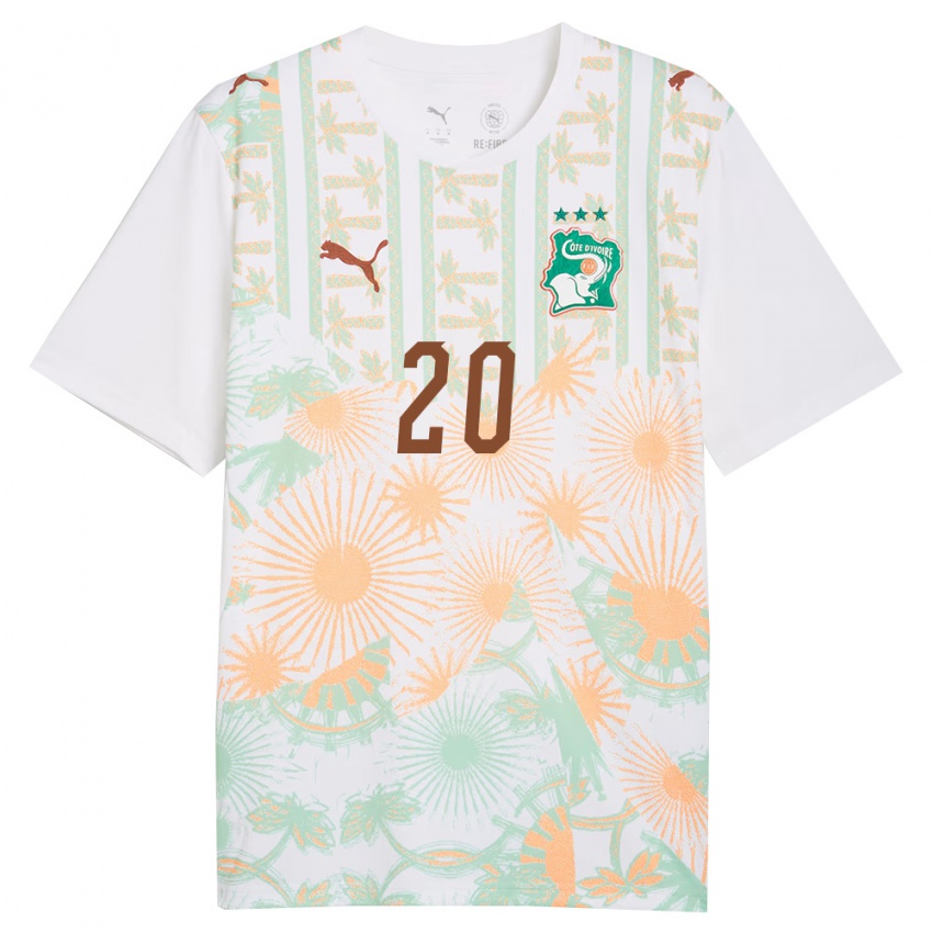 גברים חוף השנהב Luck Zogbé #20 לבן כתום ירוק הרחק ג'רזי 26-28 חולצה קצרה