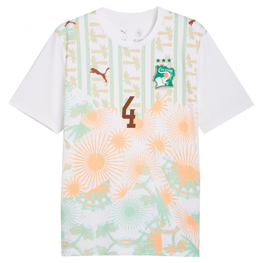 גברים חוף השנהב ז'אן-מישל סרי #4 לבן כתום ירוק הרחק ג'רזי 26-28 חולצה קצרה