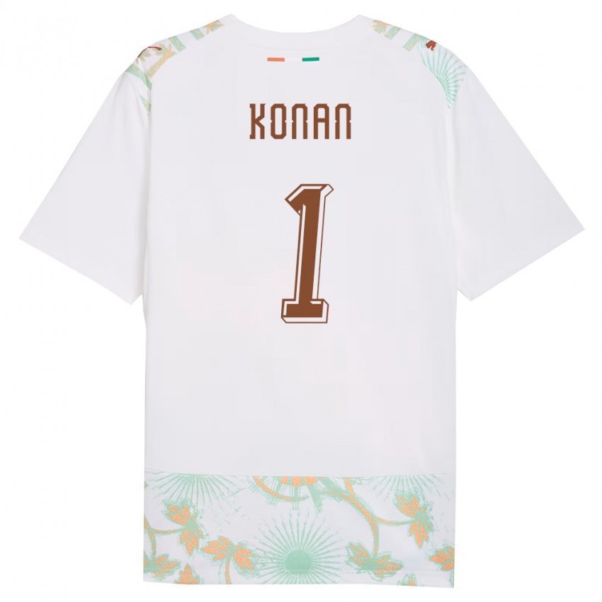 גברים חוף השנהב Yvann Konan #1 לבן כתום ירוק הרחק ג'רזי 26-28 חולצה קצרה