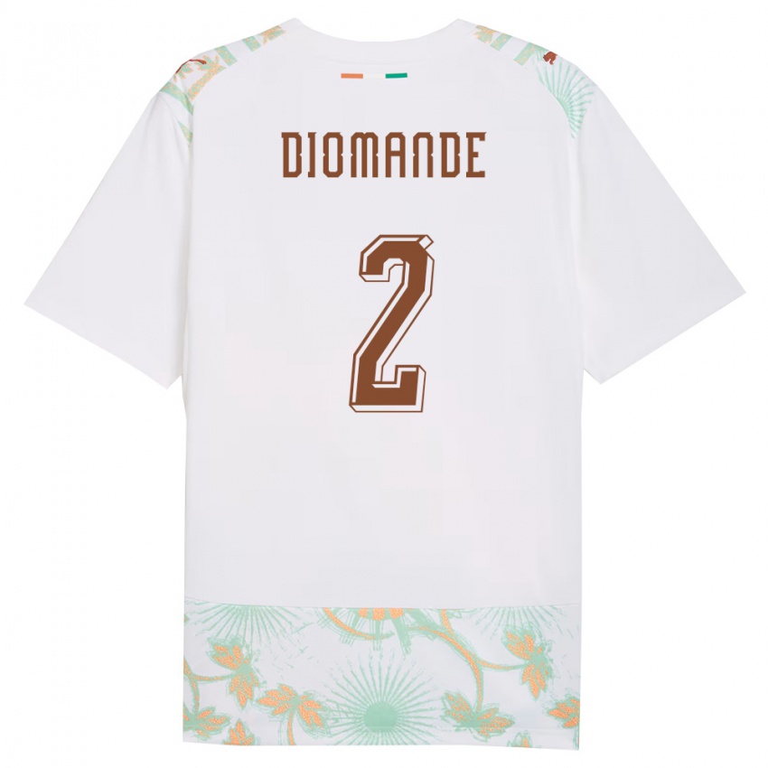 גברים חוף השנהב עוסמאן דיומאנדה #2 לבן כתום ירוק הרחק ג'רזי 26-28 חולצה קצרה