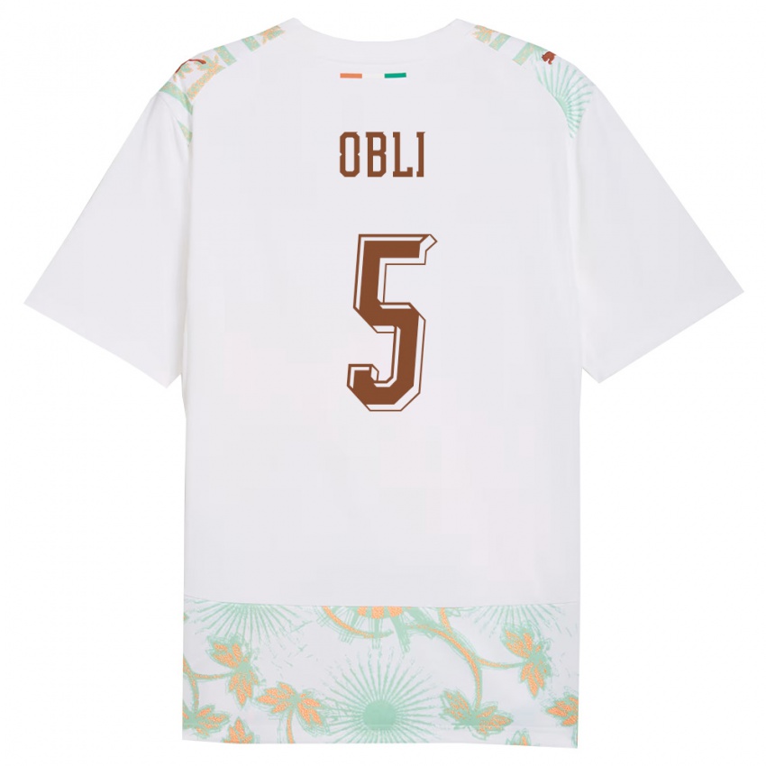 גברים חוף השנהב Kouame Obli #5 לבן כתום ירוק הרחק ג'רזי 26-28 חולצה קצרה