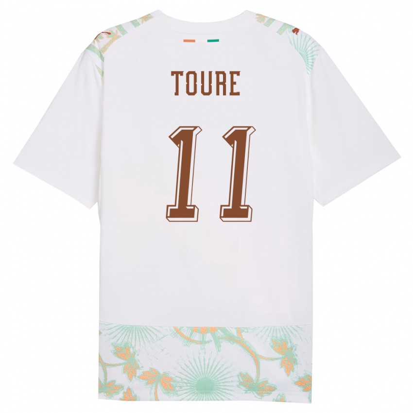 גברים חוף השנהב Allassane Toure #11 לבן כתום ירוק הרחק ג'רזי 26-28 חולצה קצרה