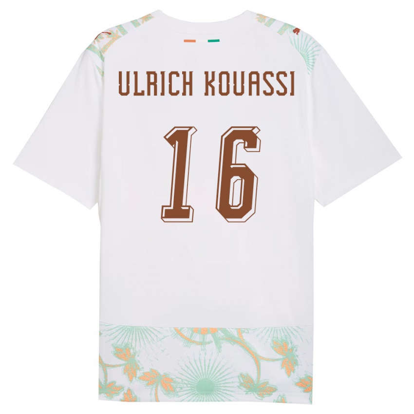 גברים חוף השנהב Landry Ulrich Kouassi #16 לבן כתום ירוק הרחק ג'רזי 26-28 חולצה קצרה