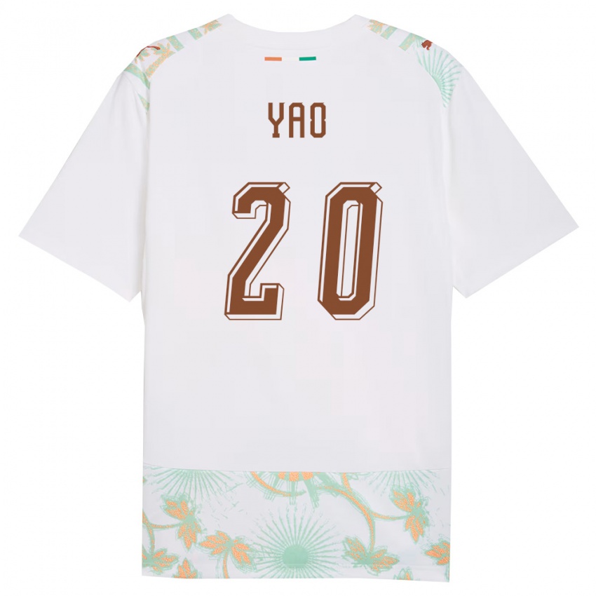 גברים חוף השנהב הוברט יאו #20 לבן כתום ירוק הרחק ג'רזי 26-28 חולצה קצרה