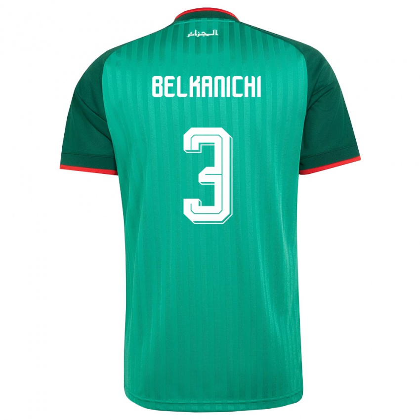 גברים אלג'יריה Anas Belkanichi #3 ירוק אדום לבן הרחק ג'רזי 26-28 חולצה קצרה