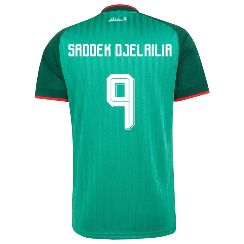 גברים אלג'יריה Mohamed Saddek Djelailia #9 ירוק אדום לבן הרחק ג'רזי 26-28 חולצה קצרה