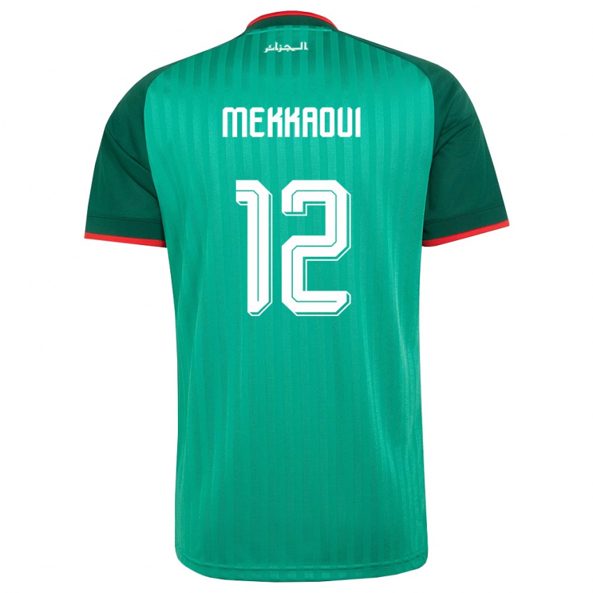 גברים אלג'יריה Ilyes Mekkaoui #12 ירוק אדום לבן הרחק ג'רזי 26-28 חולצה קצרה